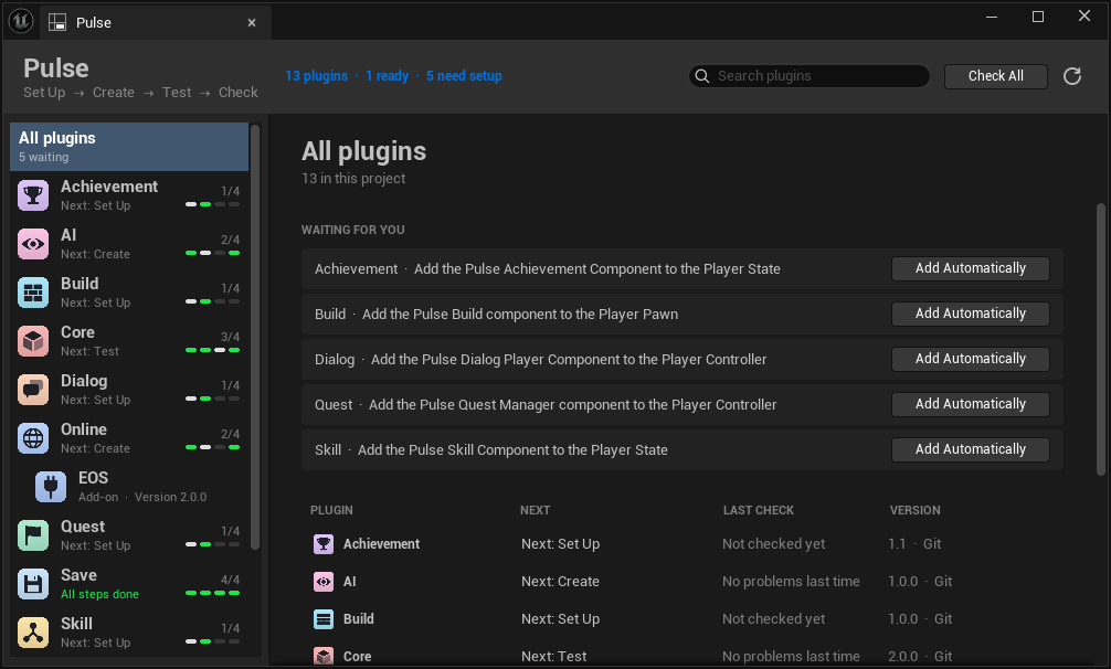 All plugins in the Pulse window